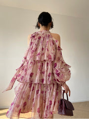 Beach Style Floral Mini Dress Woman Boho Spring Long Sleeve Party Fairy Dress Female Fashion Casual Elegant Korean Dress