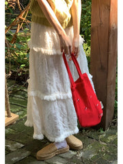 Y2k Clothes Women Cake Dress Tassel Design Skirt Loose Long Skirts Vintage High Waist Korean Fashion Faldas Largas