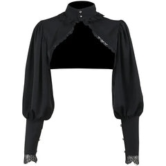 Gothic Lantern Sleeve Smock High Street Sexy Black Winter Long Sleeve Crop Top Aesthetic Fairy Blusas Mujer De Moda