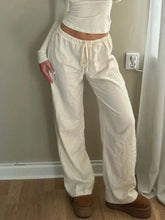 Casual Basic White Pants Women Baggy Low Waist Straight Trousers Solid Color Thin Wide Leg Pantalones Ladies Summer