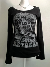Harajuku Gothic Black T Shirts Women Long Sleeve Vintage Y2K Tops Dark Academic Female Casual O Neck Slim American Tees
