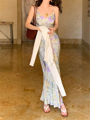 Strapless Dress Women Elegant Summer Fashion New Lady Vestido Vintage Spring Female Clothes Sexy Printing Satin Dresses