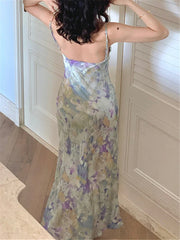 Strapless Dress Women Elegant Summer Fashion New Lady Vestido Vintage Spring Female Clothes Sexy Printing Satin Dresses