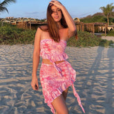 Summer European and American Ins style women's clothing new printed sleeveless tube top casual skirt French suit women