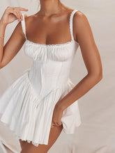 White Lace Backless Mini Dress For Women Robe Spaghetti Strap Sleeveless A-line Dresses Fashion Elegant Sexy Dress