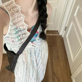 White Lace Dress Women Retro Floral Bohemian Beach Tanks Dress Korean Y2K Sweet Elegant Camis Vestidos Ladies Summer New