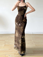 Vintage Mesh Tie Dye Flowers Printed Dress