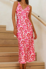 Floral Tied Backless Midi Dress