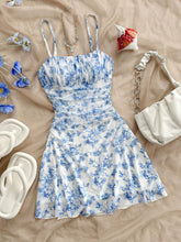 Floral Mesh Women's Dress | Summer Vacation | Blue And White Floral Mesh