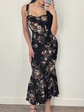 Vintage Lace Flowers Printing Long Dress