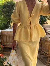 Tie Front Peplum Top and Skirt Set