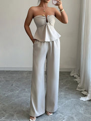 Ruched Tube Top and Pants Set