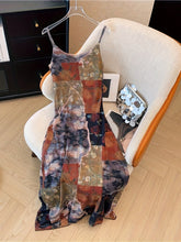 Vintage Floral Dress Lightweight Vintage Floral Women's Mesh Dress - Sleeveless, Tie-Dye Print, Long, Flowy Maxi Dress with Ruched Waist, Polyester Fabric, Perfect for Summer