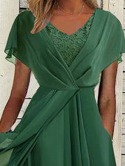 Women's Prom Dress Wedding Guest Dress Party Dress Long Dress Maxi Dress White Sleeveless Pure Color Lace Summer Spring Fall Crew Neck Evening Party Wedding Guest S M L XL 2XL 3XL