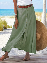 Women's Skirt Long Skirt Linen Skirts Straight Maxi Faux Linen Black White Navy Blue Orange Skirts Autumn / Fall Split Without Lining Fashion coastal grandma style Summer Causal Daily S M L