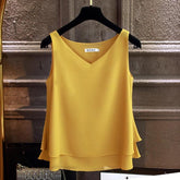 Pbong mid size graduation outfit romantic style90s latina aesthetic freaknik tomboy swaggy going out classic edgy brunch Fashion Brand Women's blouse Tops Summer sleeveless Chiffon shirt Solid V-neck Casual blouse Plus Size 5XL Loose Female Top