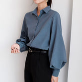 Pbong mid size graduation outfit romantic style teen swag clean girl ideas 90s latina aestheticWomen blouse vintage Turn-down Collar Spring Autumn Lantern sleeve women shirts white tops long sleeve shirt black ladies tunic