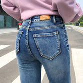 NEW Women Stretch High Waist Classic Retro Jeans Lady Plus Size 38 40 Skinny Pants Push Up Leggings Mom Jeans Pencil Trousers