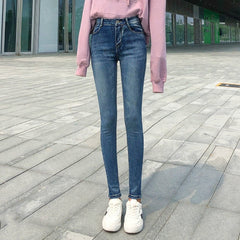 NEW Women Stretch High Waist Classic Retro Jeans Lady Plus Size 38 40 Skinny Pants Push Up Leggings Mom Jeans Pencil Trousers