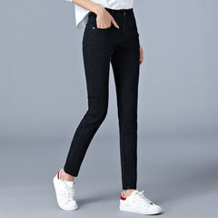 Jeans for woman high waist full Length skinny pencil black blue Denim pants 100kg