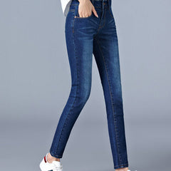 Jeans for woman high waist full Length skinny pencil black blue Denim pants 100kg