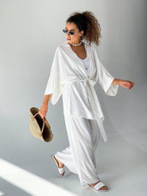 Solid Color Women's Pajamas Robe Sets Drop Sleeve Sexy Woman Nightie Loose Flare Bathrobe Female Roomware Peignoirs For Women