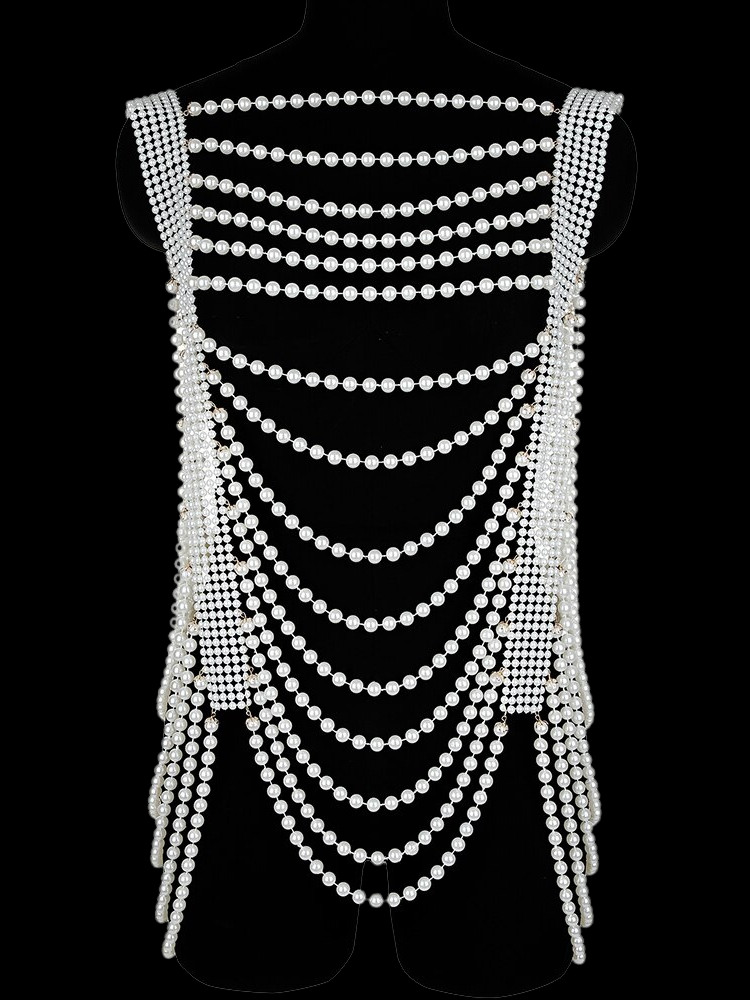 Handmade Pearl Body Chain Sexy Dress