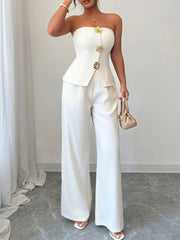 Tube Top and Wide Leg Pants Set