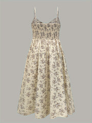 Large Size Elegant Dress with Chest Tie, Buttons and Floral Print