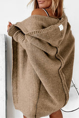 Pbong - Khaki Street Solid Asymmetrical Solid Color Hooded Collar Tops