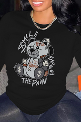 Pbong - White Daily Vintage Print Patchwork O Neck Tops