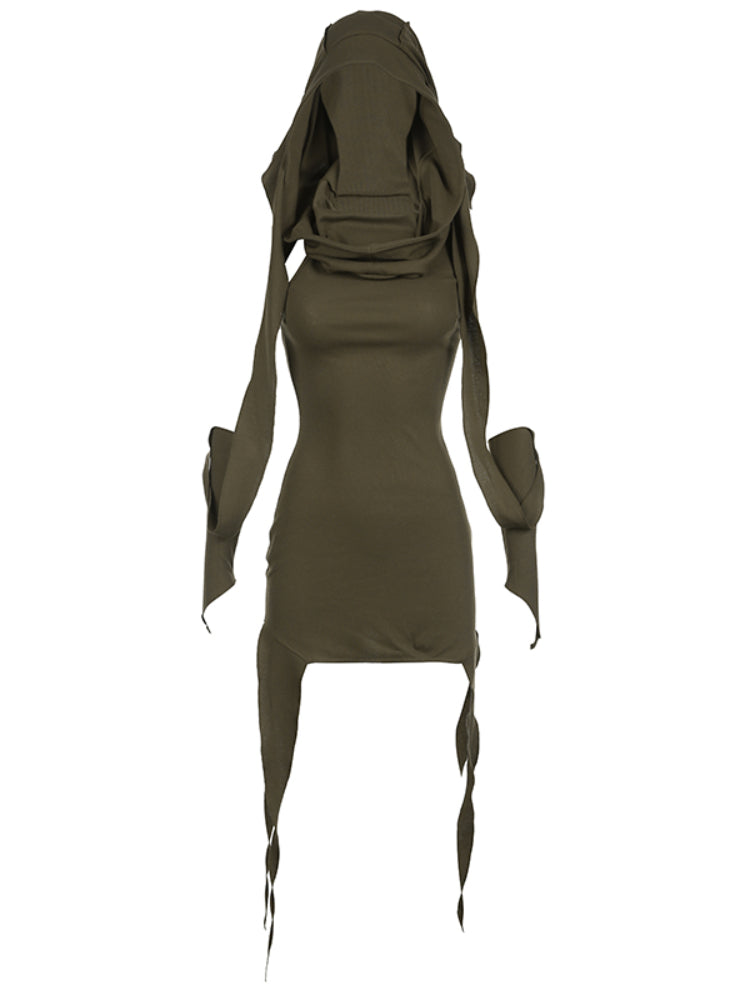 Vintage Army Green With Sleeve Dress