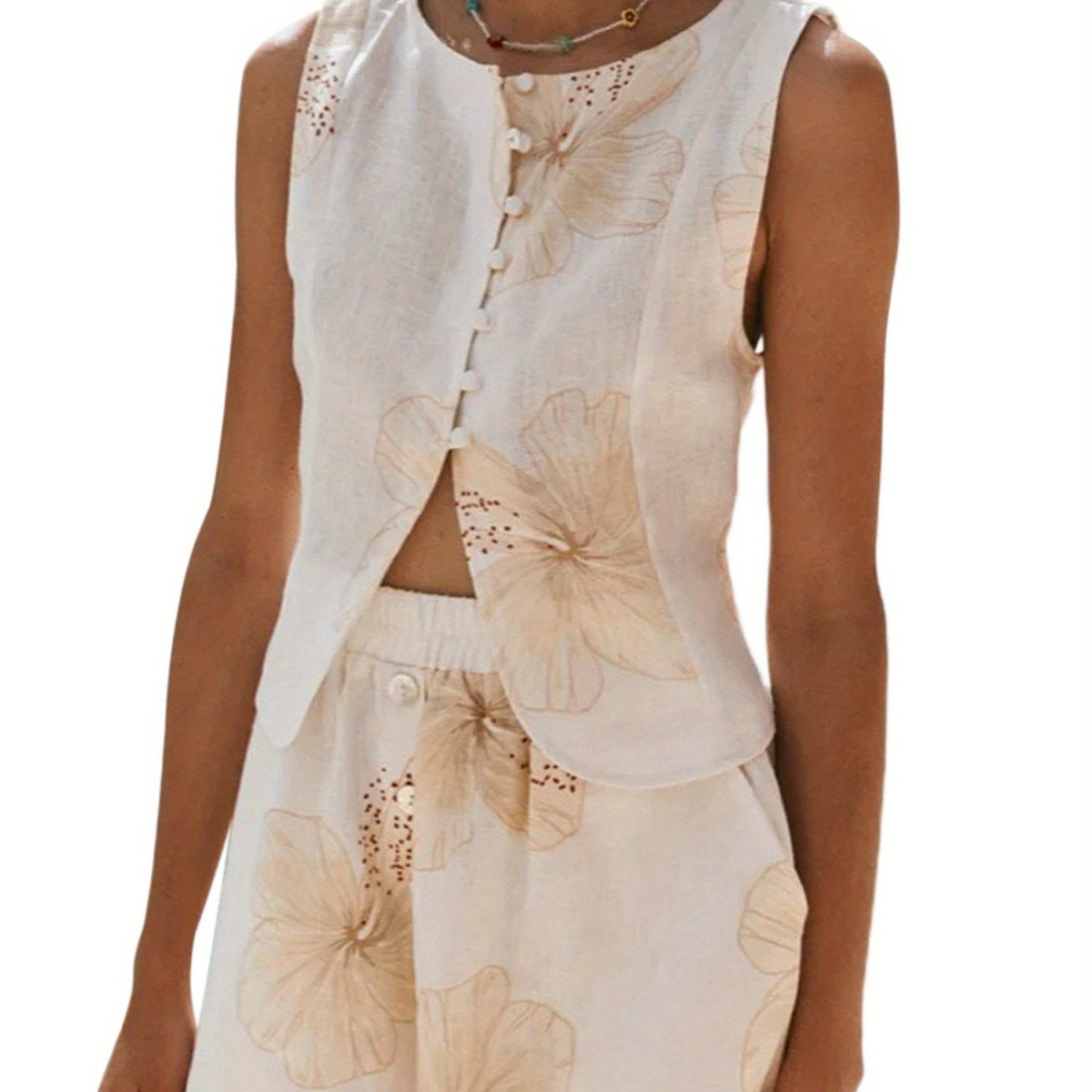 Womens Button Down Vest Solid Boat Neck Sleeveless Tie-Up Back Crop Tank Tops Summer Streetwear