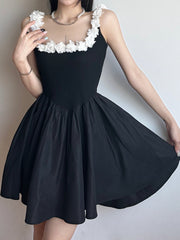 Gothic Flowers Spliced Straps Dress