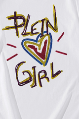 Pbong - White Daily Vintage Print Patchwork Letter O Neck Tops