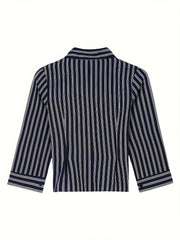 Elegant Polyester Long Sleeve Shirt - 1pc Regular Fit Button-Up Pointed Collar Sleeve Cuffs, Solid Color, Summer Season, No Padding