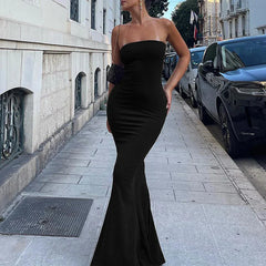 Elegant Strapless Off Shoulder Long Dress