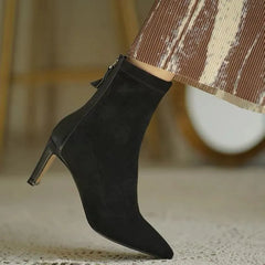 High Heel Boots Women's New Korean Style Autumn and Winter Mid Heel Stretch Thin Boots Pointed Toe Sock Boots Women