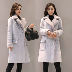 winter jacket women plus size clothing for women Warm Velvet Thicken Faux Suede Long Coats Parka Female Double Breasted Jacket