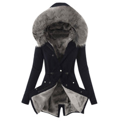 Winter Women Coat Ladies Fur Lining Coat Womens Winter Warm Thick Long Jacket Hooded Overcoat Fashion Parka Coat Jacket
