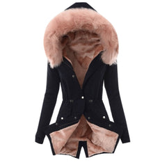 Winter Women Coat Ladies Fur Lining Coat Womens Winter Warm Thick Long Jacket Hooded Overcoat Fashion Parka Coat Jacket