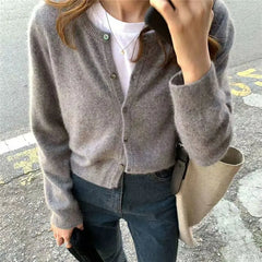 Sweater Cardigan Women Single Breasted Long Sleeve Elegant Vintage Jumper Solid Wool Knitted Autumn Winter Outwear X452