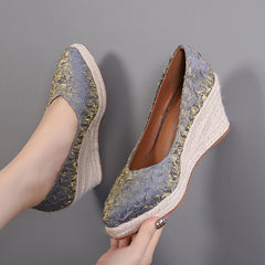 Fashion High Heels Women Wedges Shoes Elegant Ladies Party Shoes Brand Women Pumps Retro Woman Wedge Heel 8cm A3800