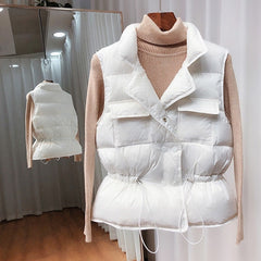 Winter Down Vest Women Short Vest Windbreaker Lightweight Coat Warm Waistcoat Female White Duck Down Coat Sleeveless Jacket