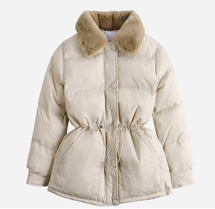 Winter Jacket Women Slim Cotton padded coat Fashion Fur collar Casual Parkas Single breasted Coats Female Thick Warm Overcoat
