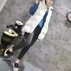 Women Long Thick Warm Cotton Padded Puffer Vests Sleeveless Parkas Jacket