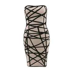 High Quality Strapless Rayon Sexy Geometric Perspective  Women's New Fashion Bodycon Mini DressPbong  mid size graduation outfit romantic style teen swag clean girl ideas 90s latina aesthetic