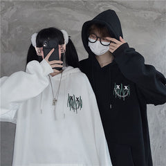Street ladies pullover smiley print hoodie oversized Harajuku style hooded plus size winter couple sweatshirt ladies