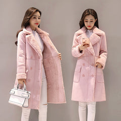 winter jacket women plus size clothing for women Warm Velvet Thicken Faux Suede Long Coats Parka Female Double Breasted Jacket