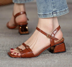 New Summer Women's Sandals Genuine Leather Buckle Strap Women Shoes size 33-40 Solid Concise Ankle-Wrap Party Ladies Shoes